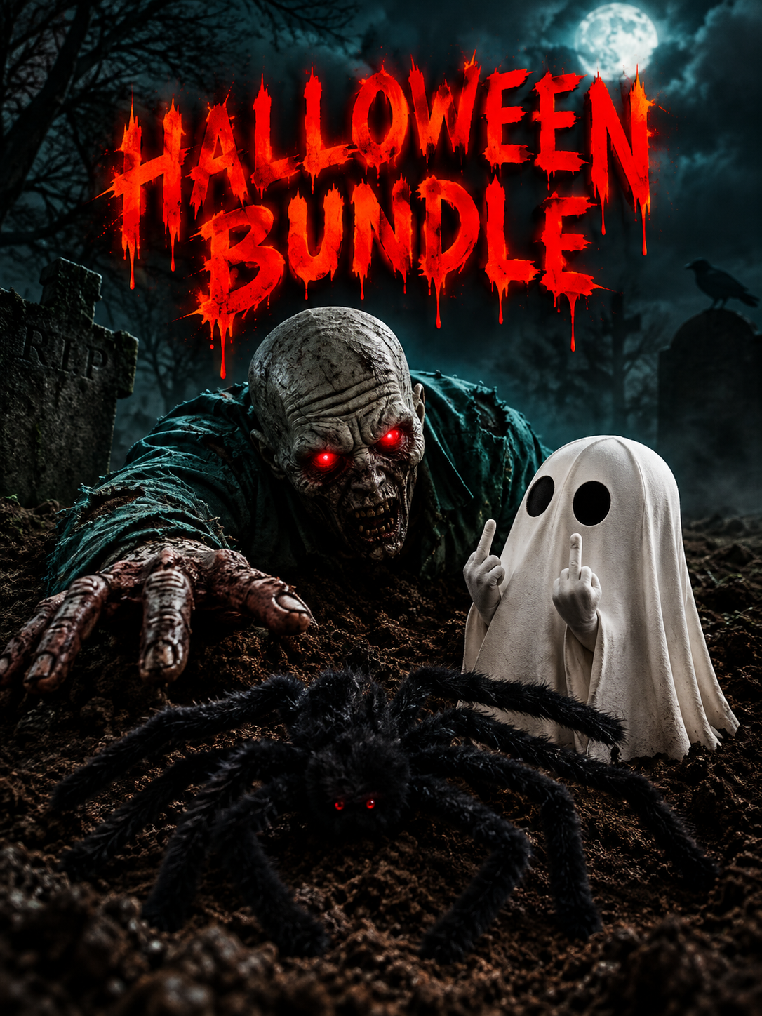 Halloween Nightmare Bundle — Zombie, Spider & Ghost Set