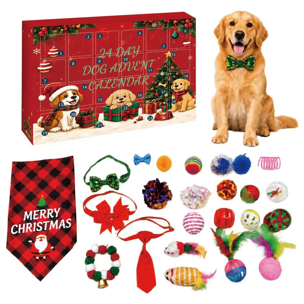 Christmas dog advent calendar with 24 surprise toys and accessories