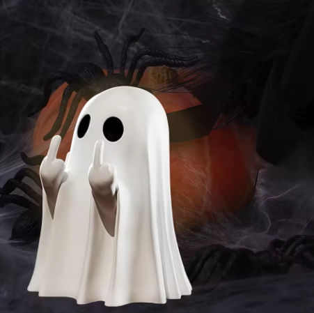 Cute Middle Finger Ghost Statue