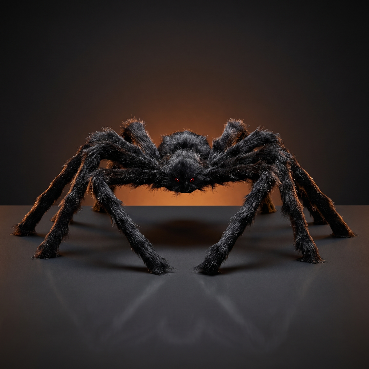 Giant black hairy spider decoration